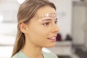 beautiful young woman going through microblading treatment